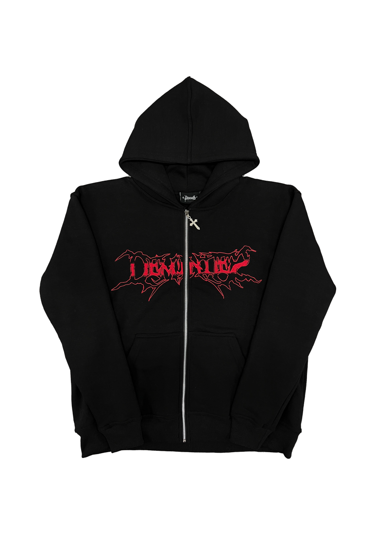 DEMONITES EMBROIDERED BLACK ZIP UP image 0