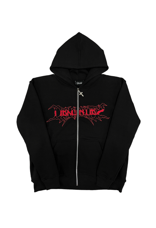 DEMONITES EMBROIDERED BLACK ZIP UP image 0