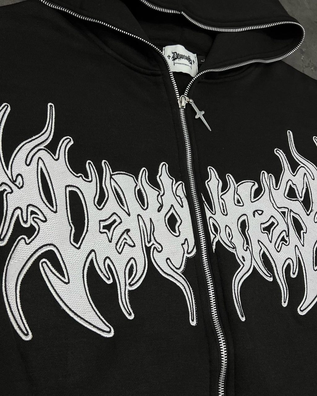 SORROW NIGHTS EMBROIDERED BLACK FULL ZIP UP image 3