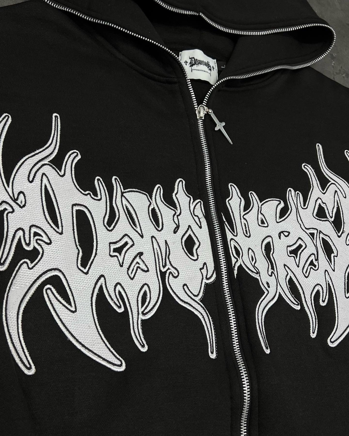 SORROW NIGHTS EMBROIDERED BLACK FULL ZIP UP image 3