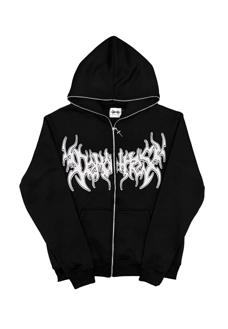 SORROW NIGHTS EMBROIDERED BLACK FULL ZIP UP image 0