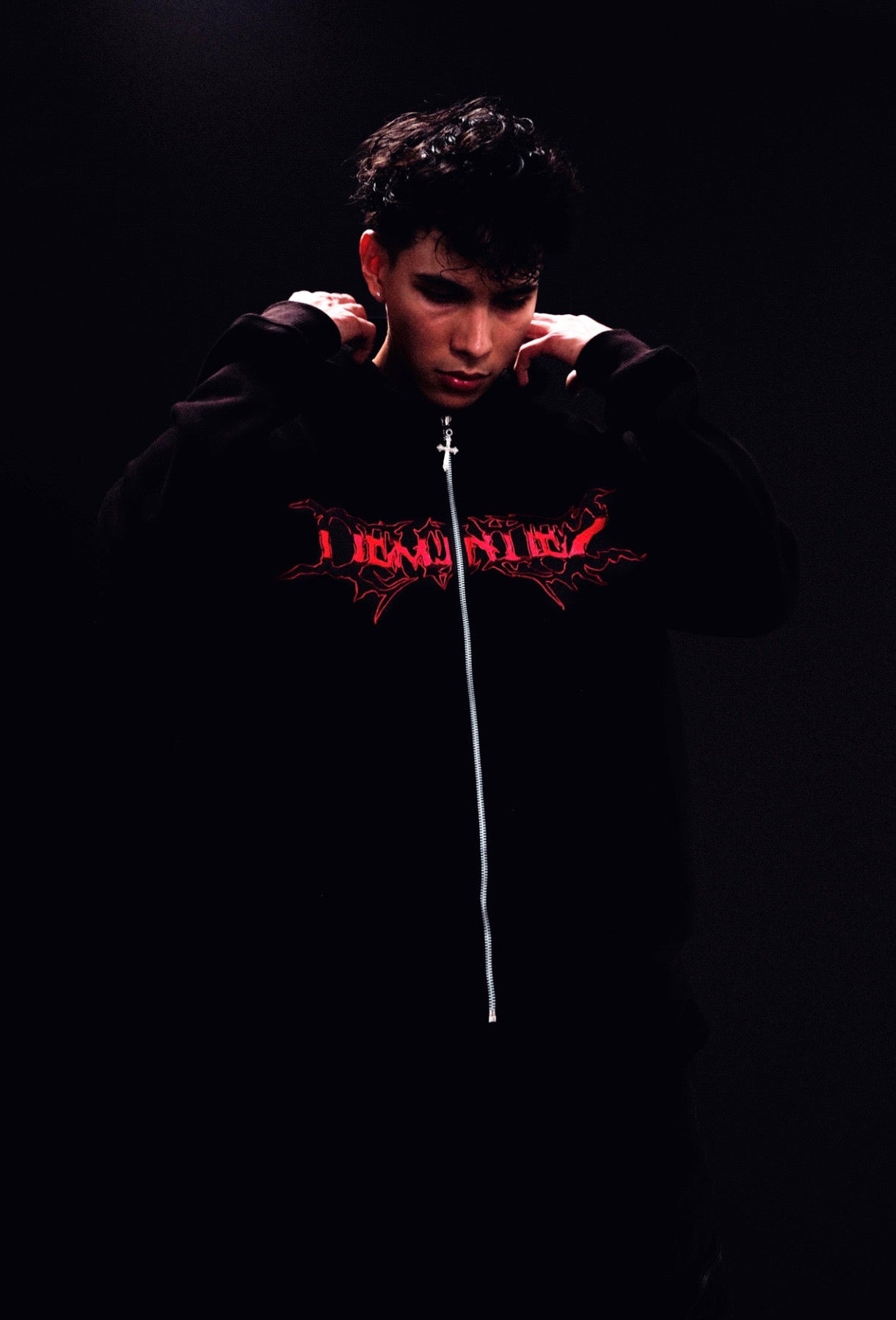 DEMONITES EMBROIDERED BLACK ZIP UP image 2