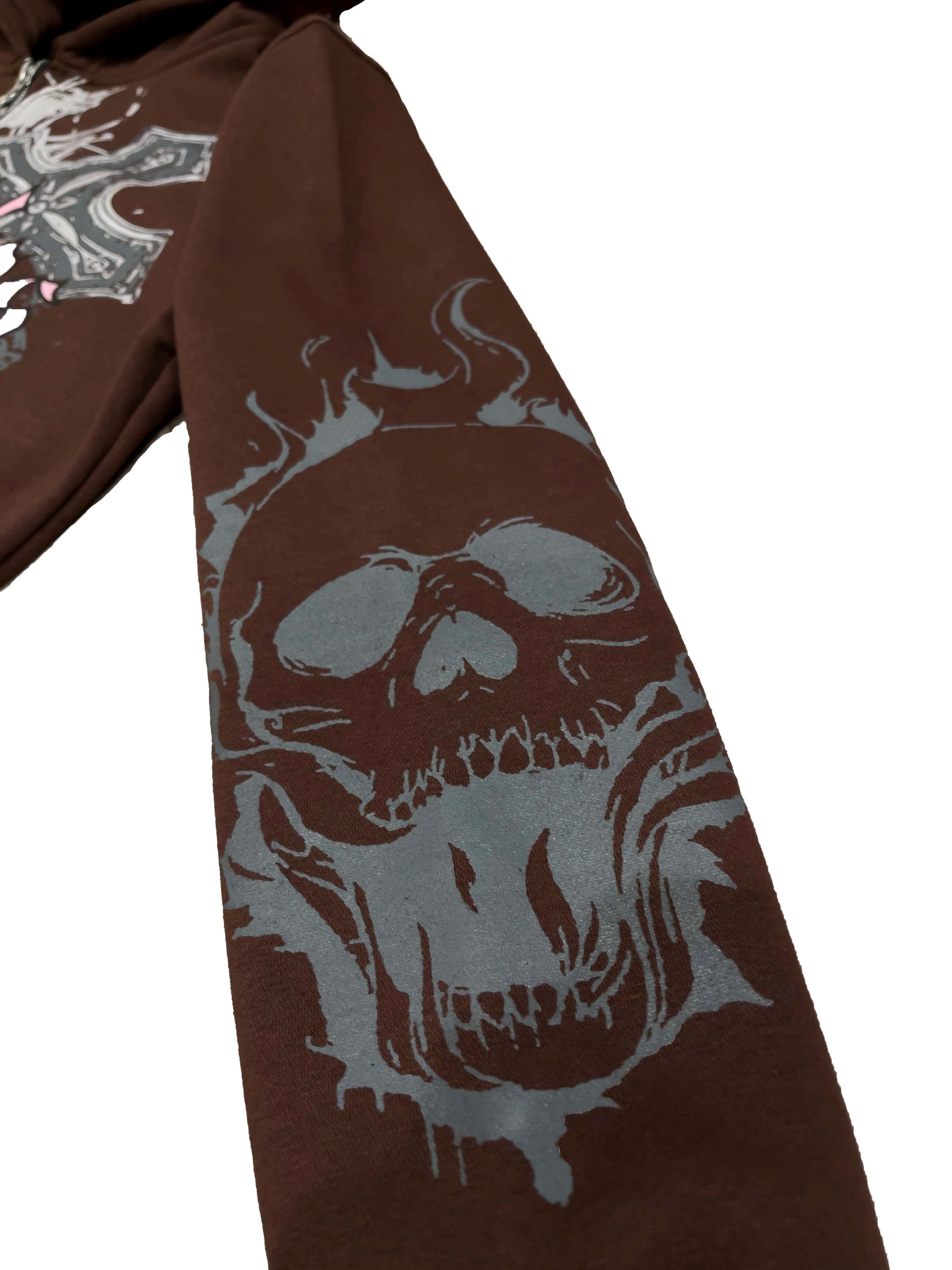 PAIN IS PLEASURE BROWN ZIP UP