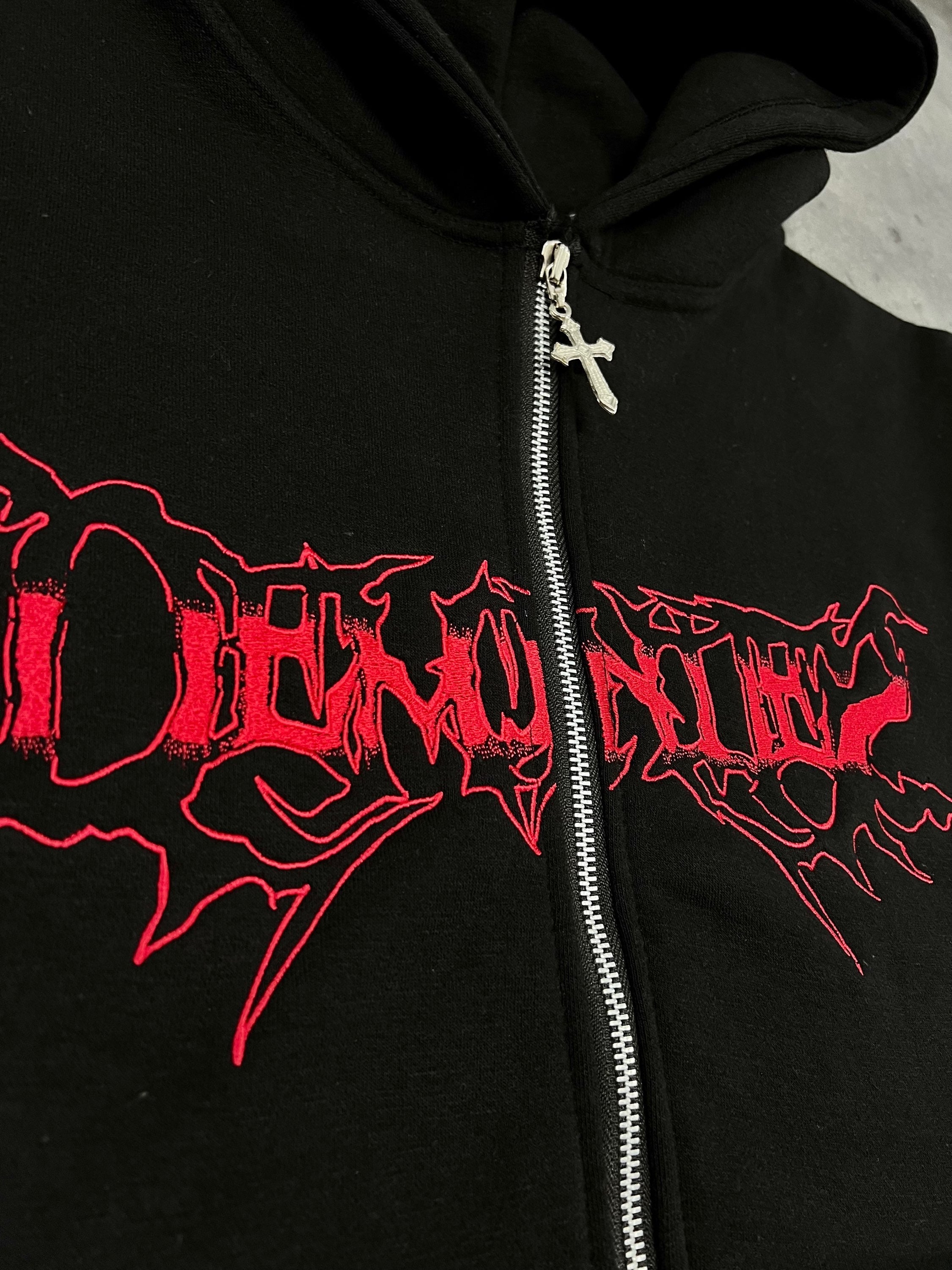 DEMONITES EMBROIDERED BLACK ZIP UP image 1