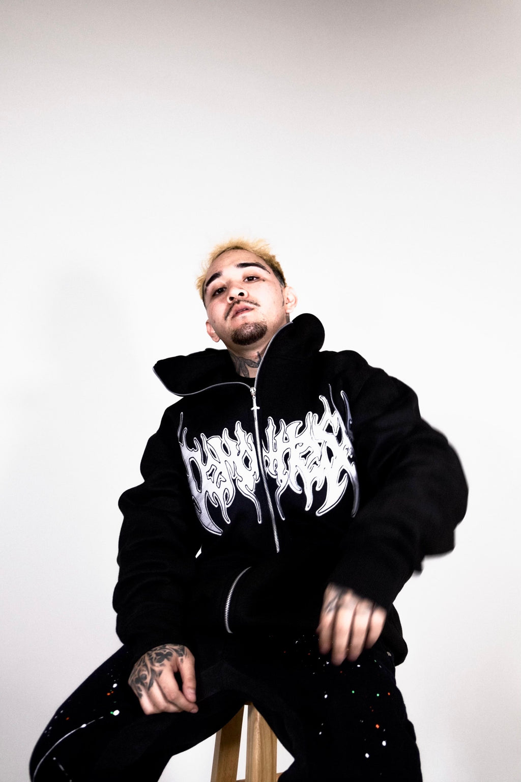 SORROW NIGHTS EMBROIDERED BLACK FULL ZIP UP image 2