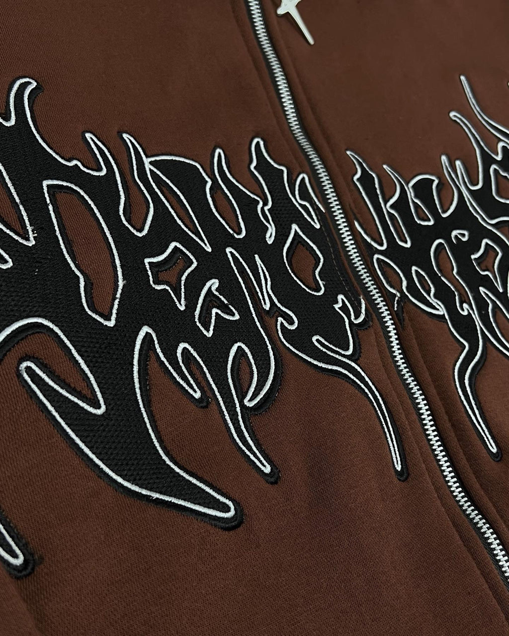 SORROW NIGHTS EMBROIDERED BROWN FULL ZIP UP image 2