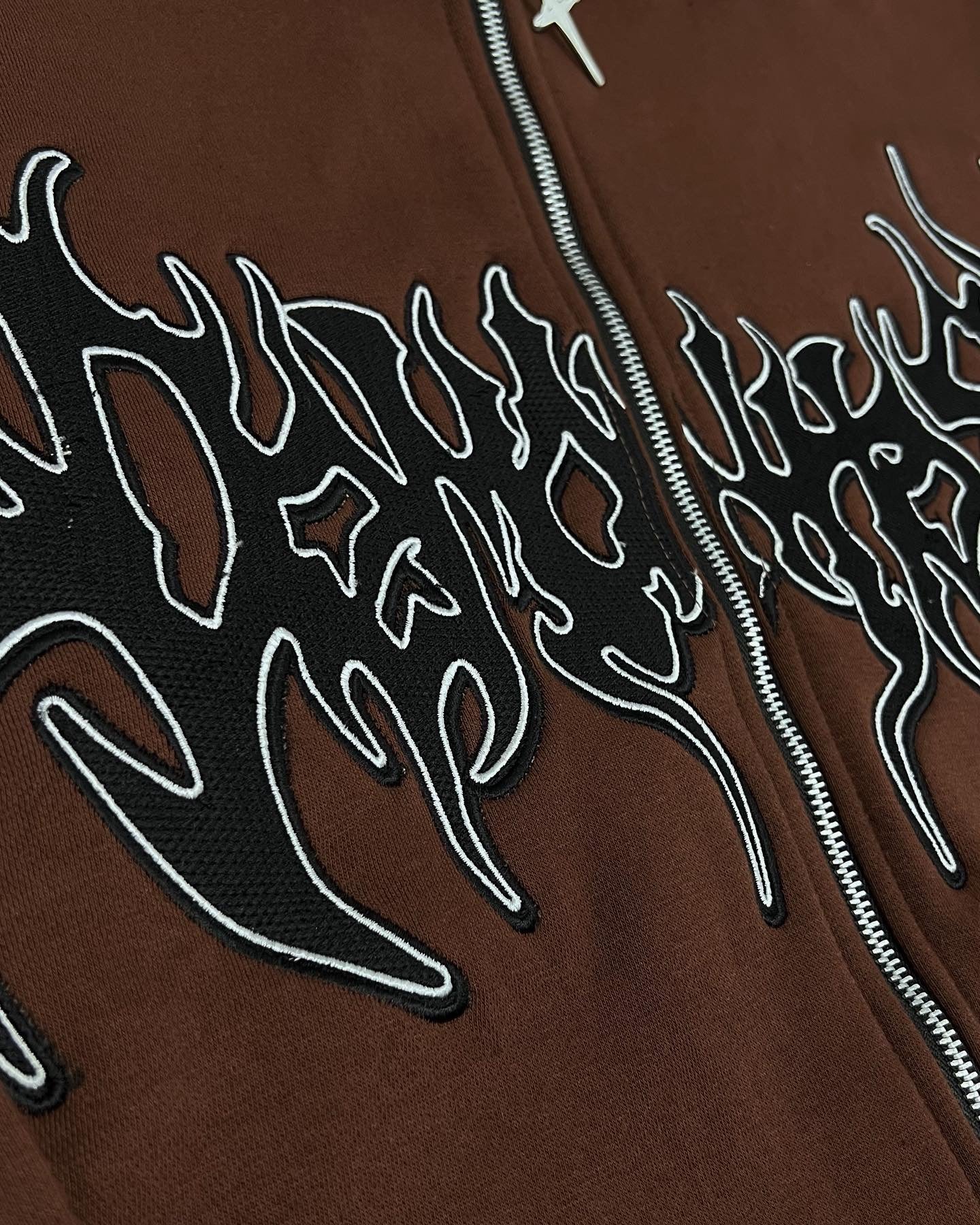 SORROW NIGHTS EMBROIDERED BROWN FULL ZIP UP image 2